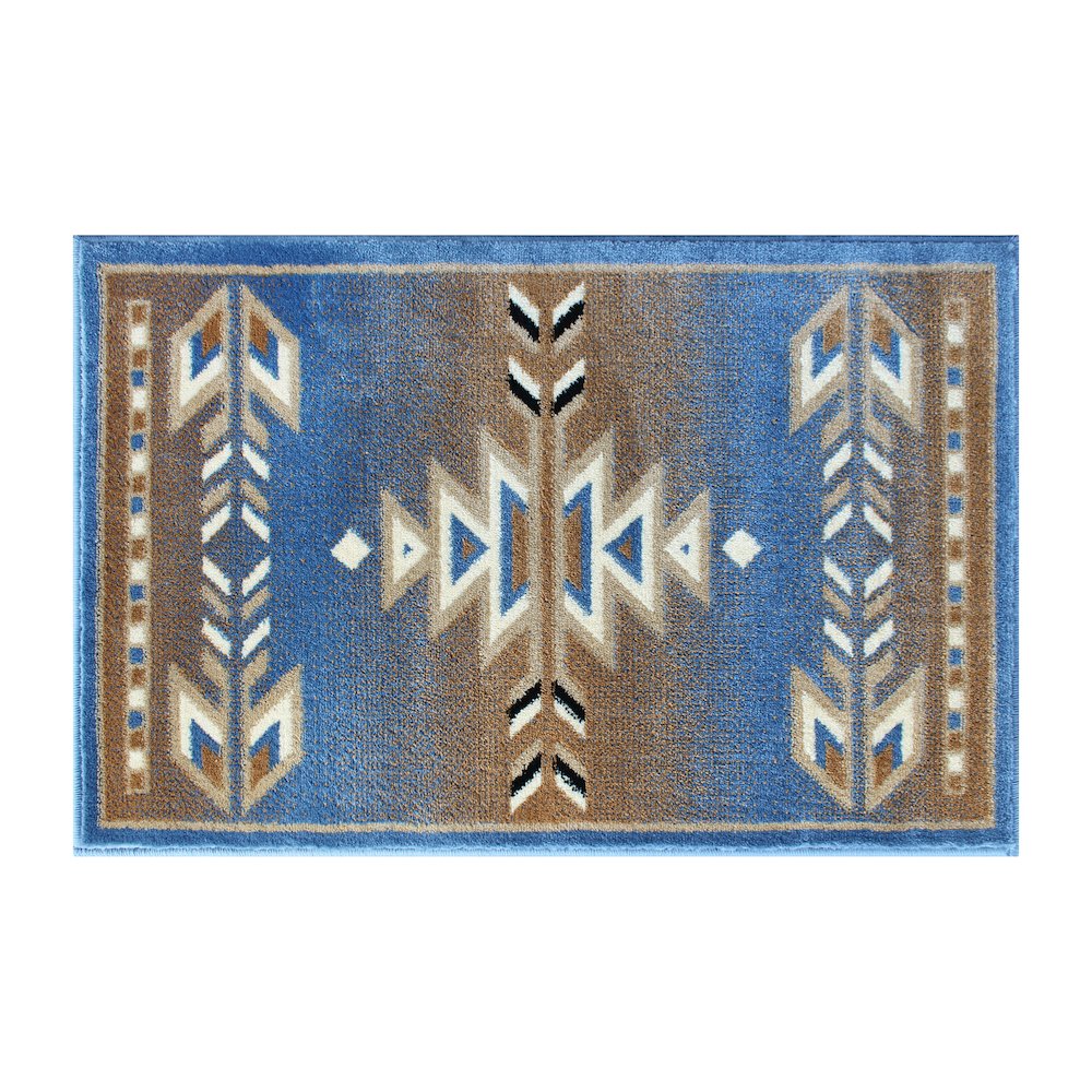 Southwestern 2' x 3' Blue Area Rug - Olefin Rug. Picture 1