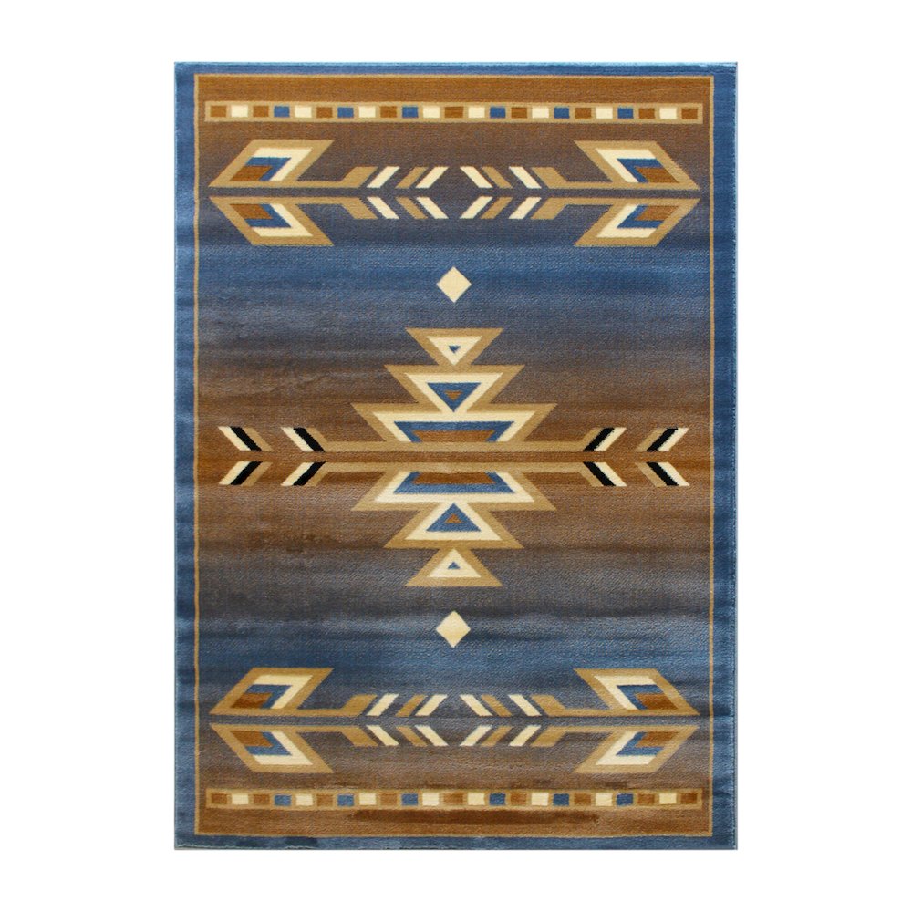 Southwestern 8' x 10' Blue Area Rug - Olefin Rug. Picture 1