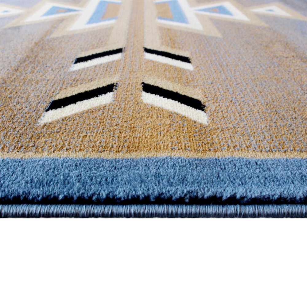 Southwestern 8' x 10' Blue Area Rug - Olefin Rug. Picture 6