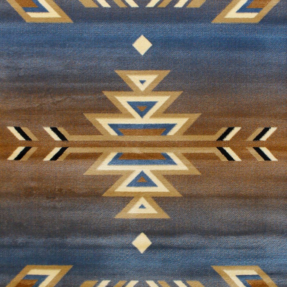 Southwestern 8' x 10' Blue Area Rug - Olefin Rug. Picture 7