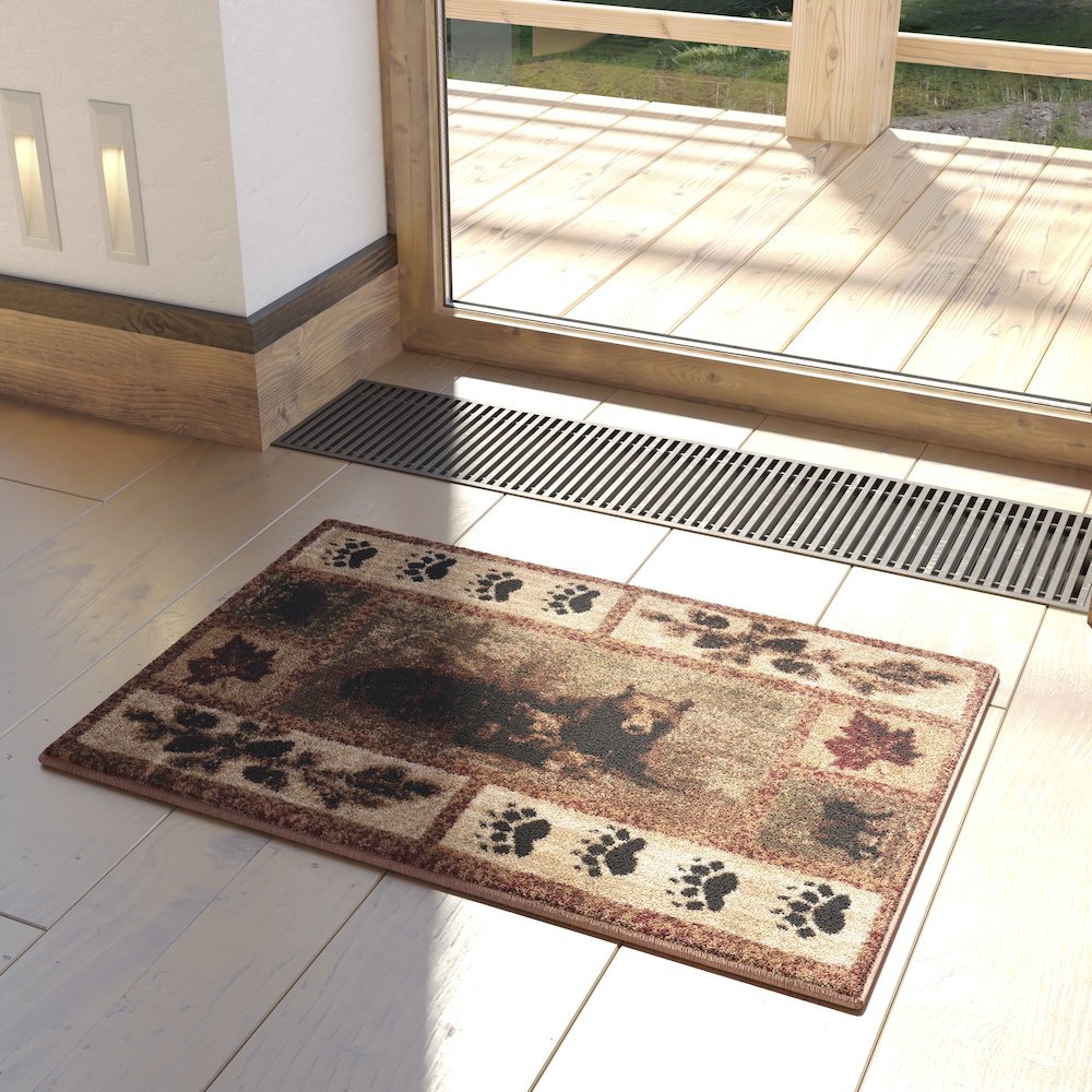 2' x 3' Mother Bear, Cubs Nature Themed Olefin Area Rug. Picture 2