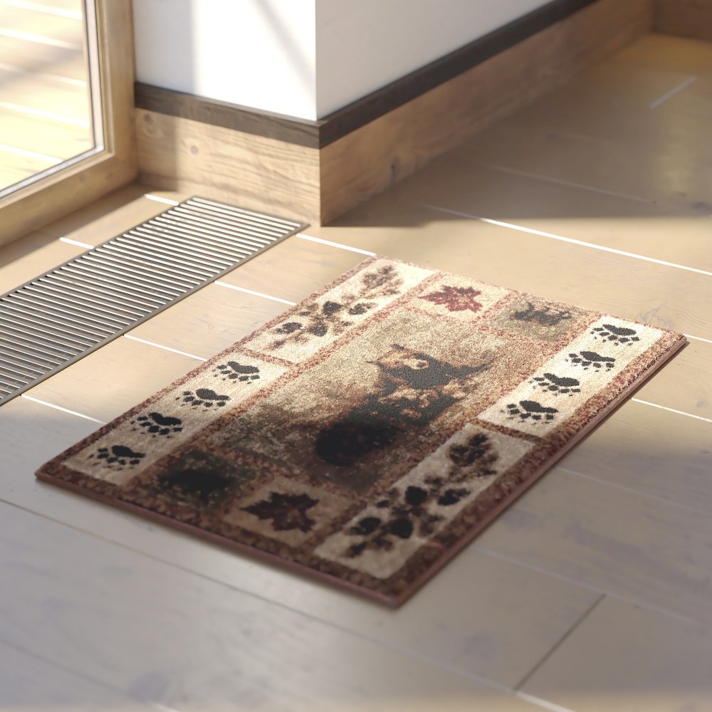 2' x 3' Mother Bear, Cubs Nature Themed Olefin Area Rug. Picture 4