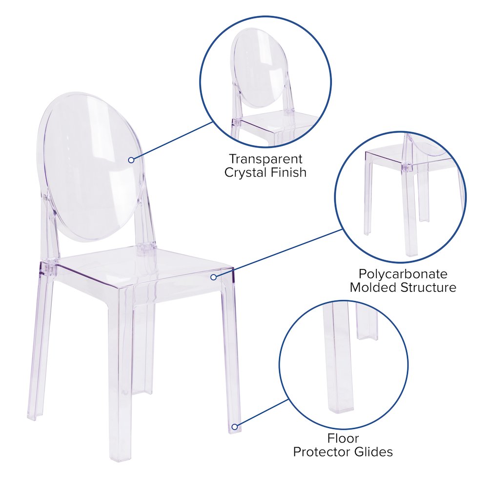 Ghost Chair with Oval Back in Revna Transparent Crystal. Picture 5
