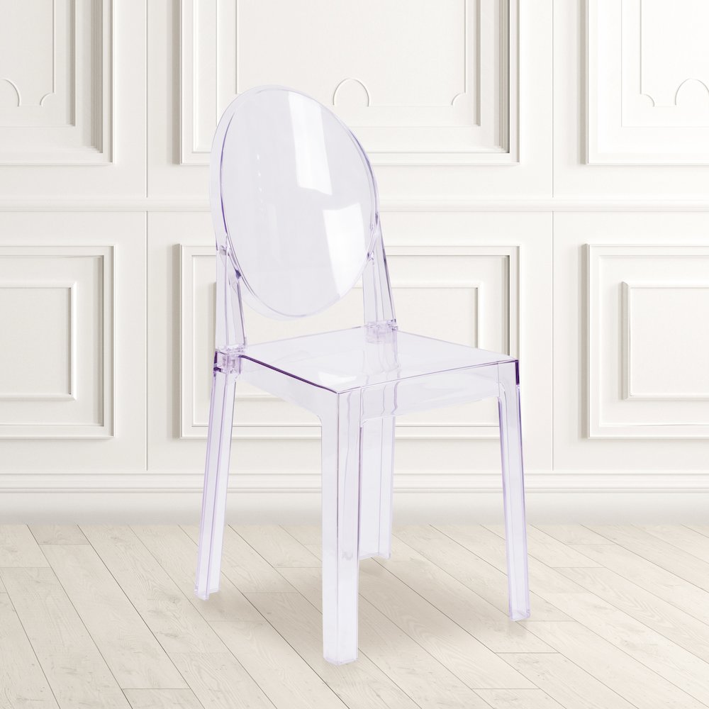 Ghost Chair with Oval Back in Revna Transparent Crystal. Picture 2