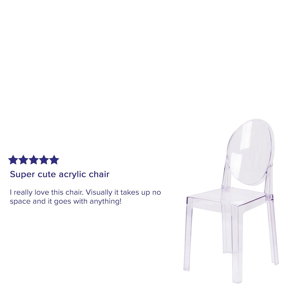 Ghost Chair with Oval Back in Revna Transparent Crystal. Picture 4
