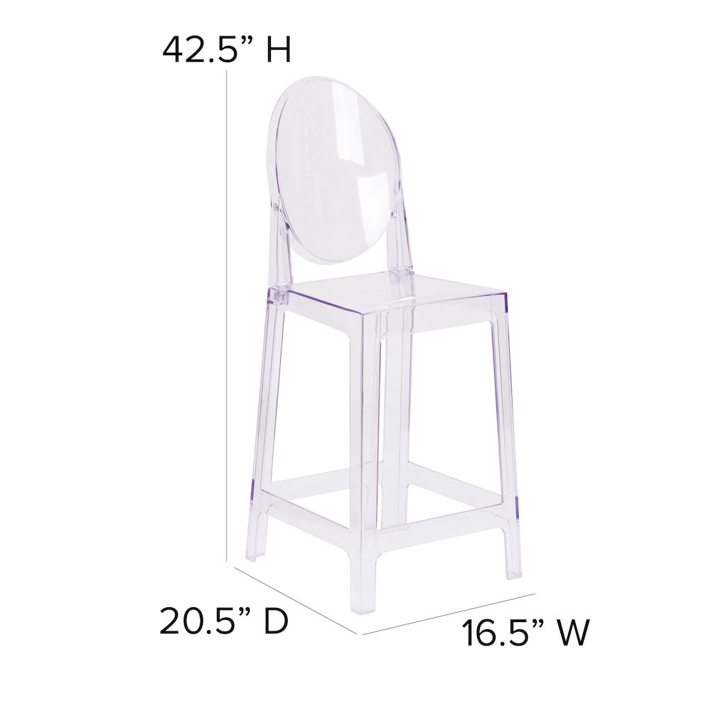 Ghost Counter Stool with Oval Back in Revna Transparent Crystal. Picture 6