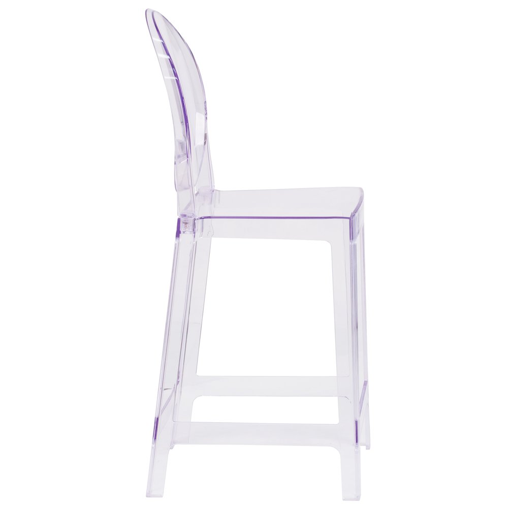 Ghost Counter Stool with Oval Back in Revna Transparent Crystal. Picture 9