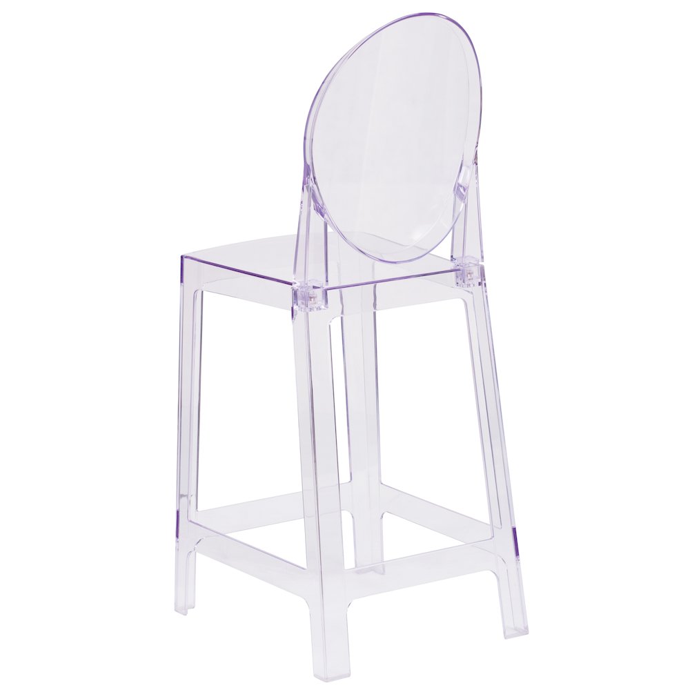 Ghost Counter Stool with Oval Back in Revna Transparent Crystal. Picture 7