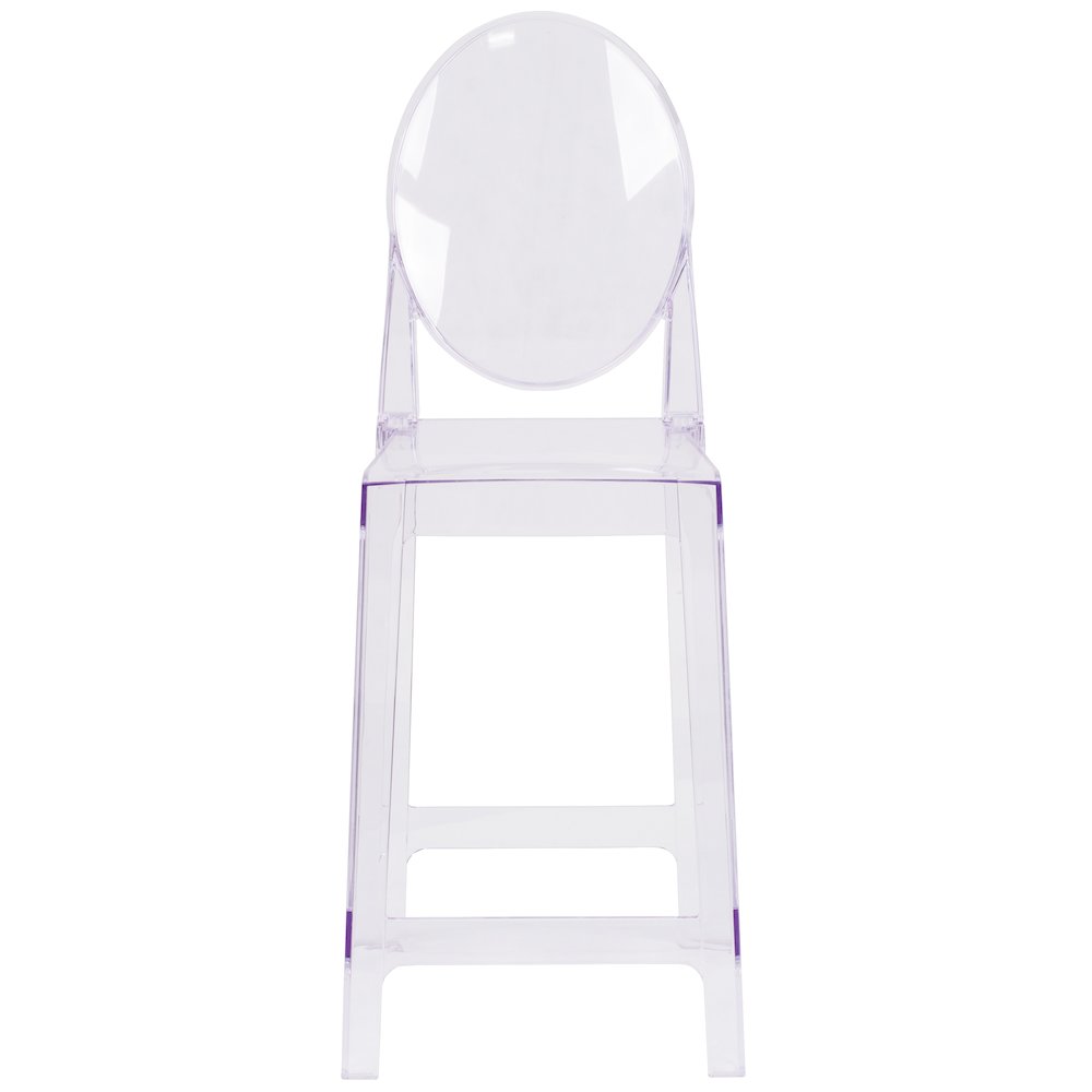 Ghost Counter Stool with Oval Back in Revna Transparent Crystal. Picture 10