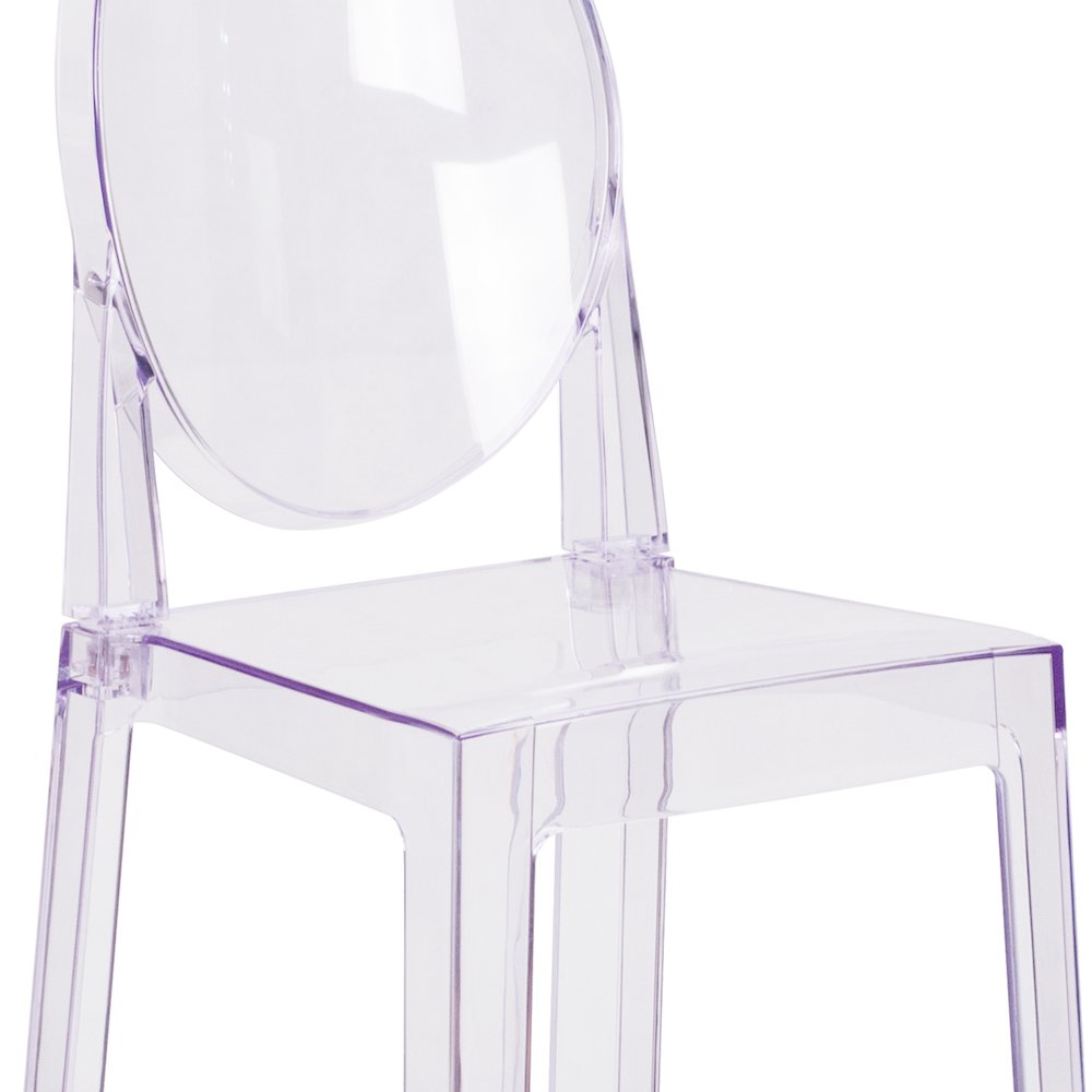 Ghost Counter Stool with Oval Back in Revna Transparent Crystal. Picture 11