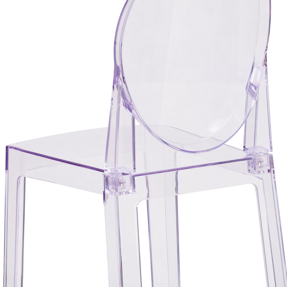 Ghost Counter Stool with Oval Back in Revna Transparent Crystal. Picture 8