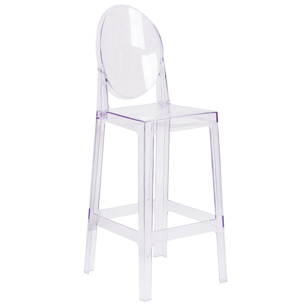 Ghost Barstool with Oval Back in Revna Transparent Crystal. Picture 1