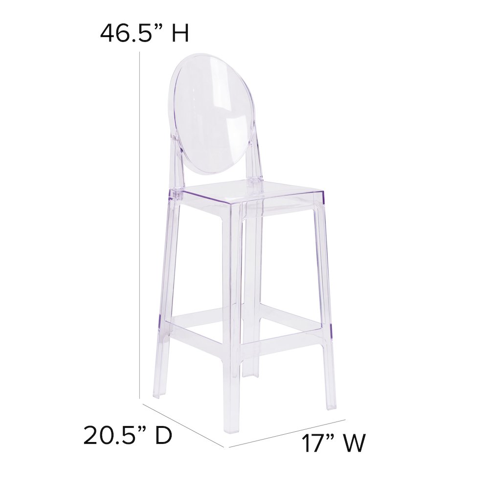 Ghost Barstool with Oval Back in Revna Transparent Crystal. Picture 6