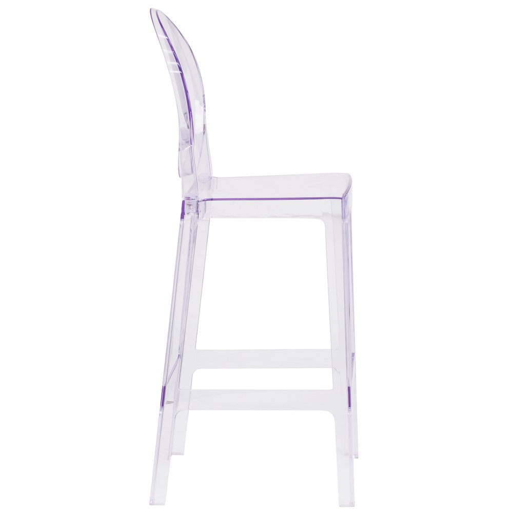 Ghost Barstool with Oval Back in Revna Transparent Crystal. Picture 9