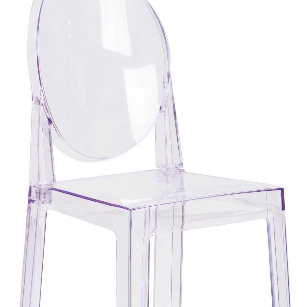 Ghost Barstool with Oval Back in Revna Transparent Crystal. Picture 8