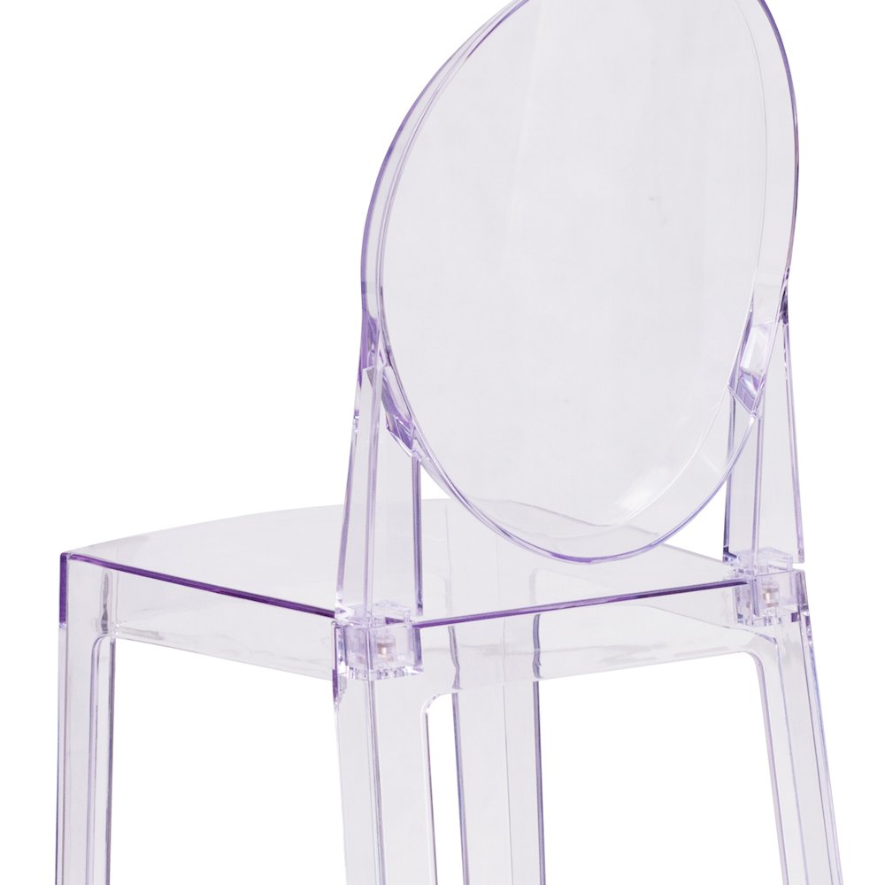 Ghost Barstool with Oval Back in Revna Transparent Crystal. Picture 11