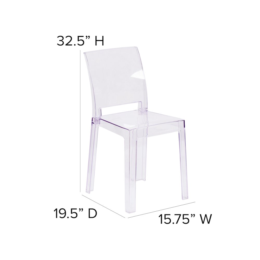 Ghost Chair with Square Back in Transparent Crystal. Picture 6
