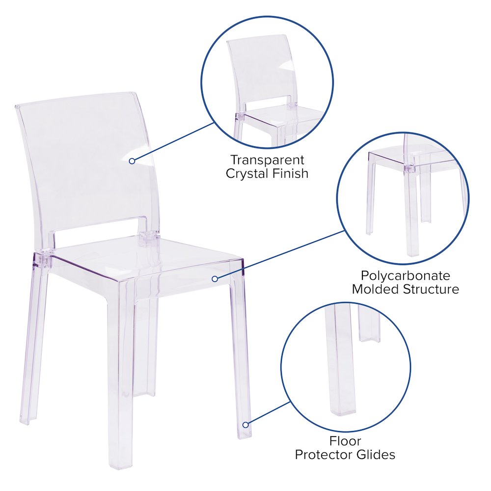 Ghost Chair with Square Back in Transparent Crystal. Picture 5
