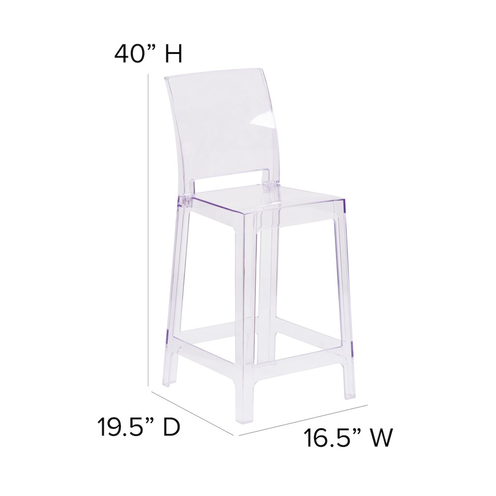 Ghost Counter Stool with Square Back in Transparent Crystal. Picture 6