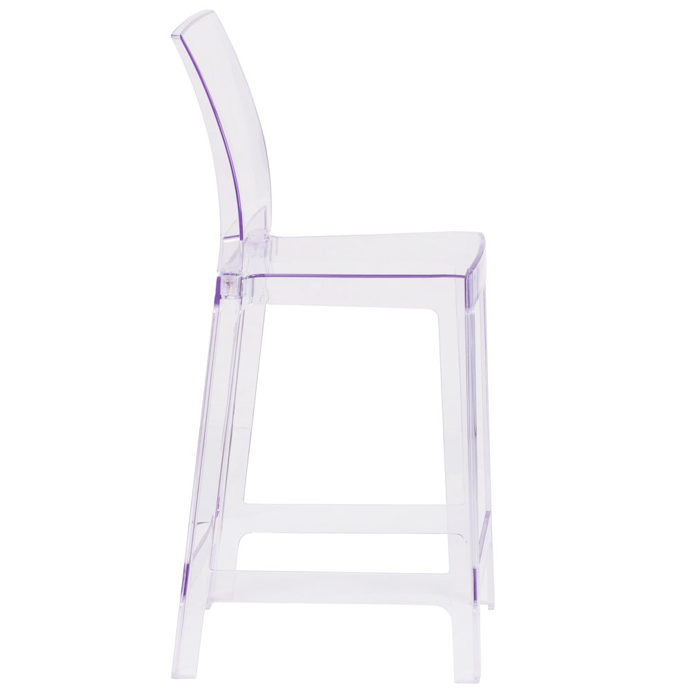 Ghost Counter Stool with Square Back in Transparent Crystal. Picture 2
