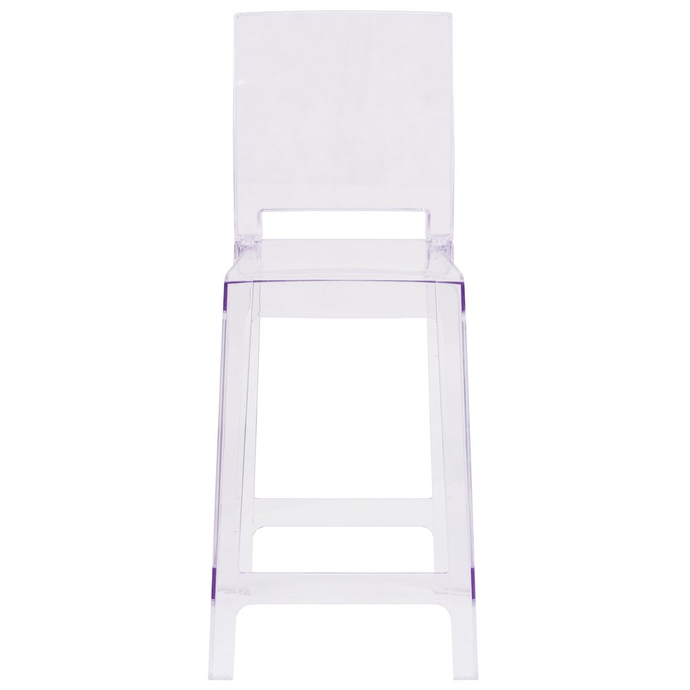 Ghost Counter Stool with Square Back in Transparent Crystal. Picture 4
