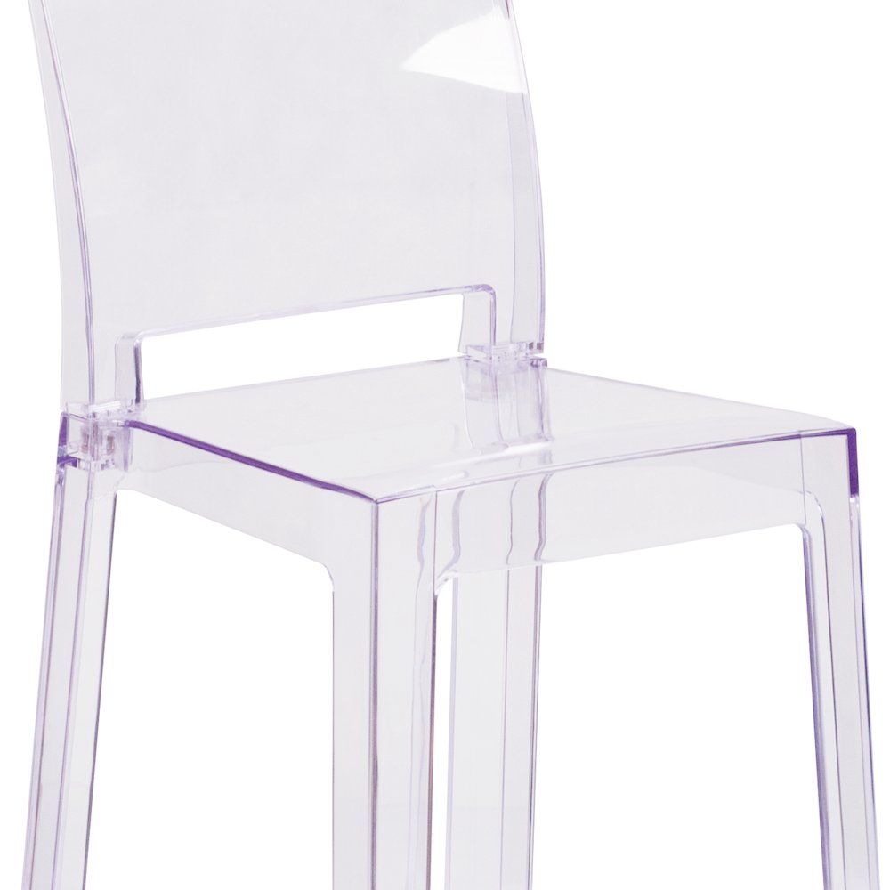 Ghost Counter Stool with Square Back in Transparent Crystal. Picture 6