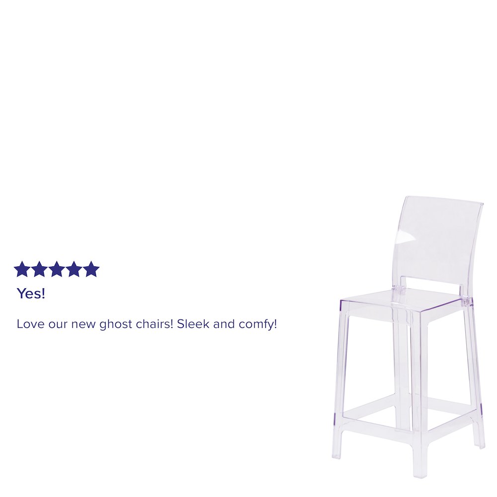 Ghost Counter Stool with Square Back in Transparent Crystal. Picture 8