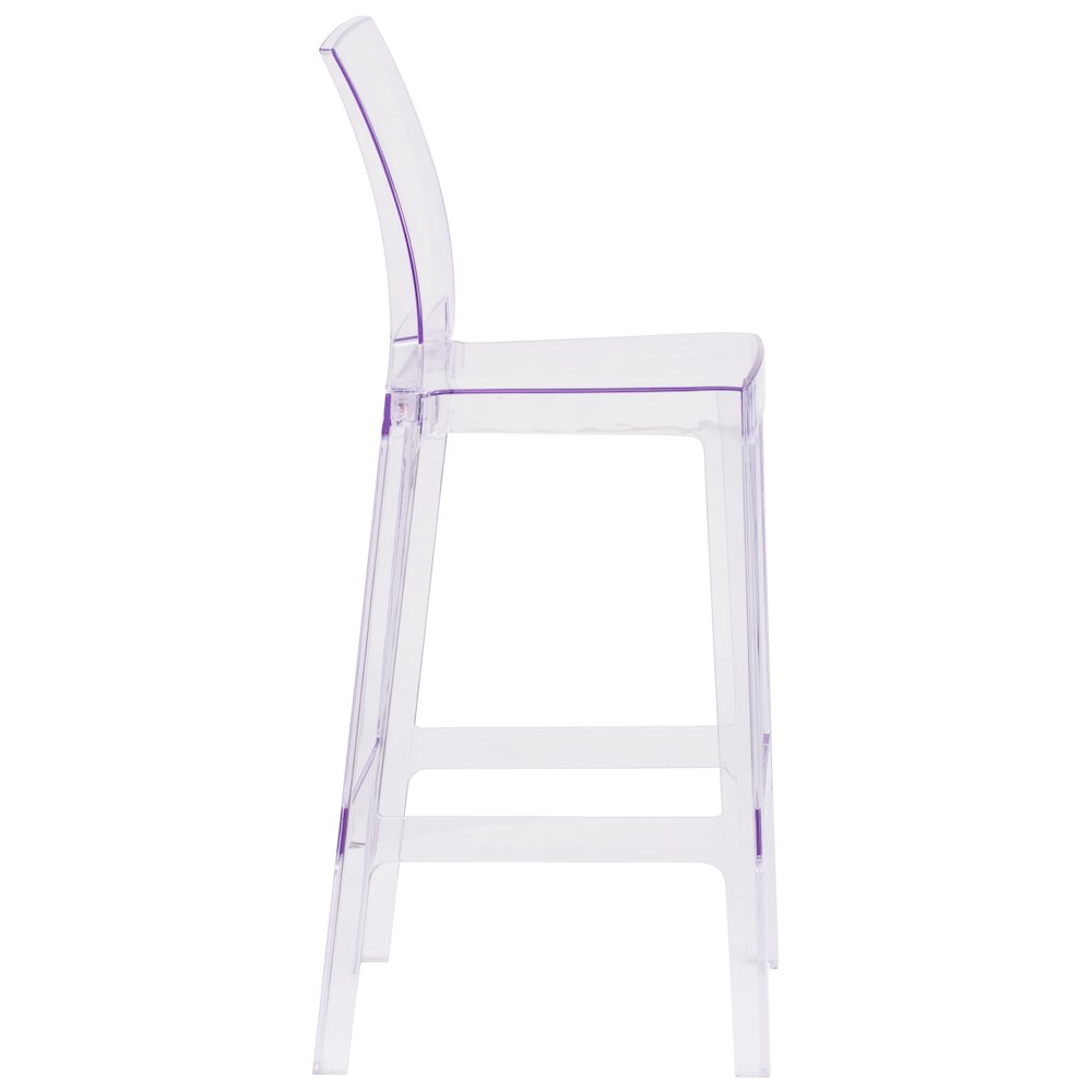 Ghost Barstool with Square Back in Transparent Crystal. Picture 2