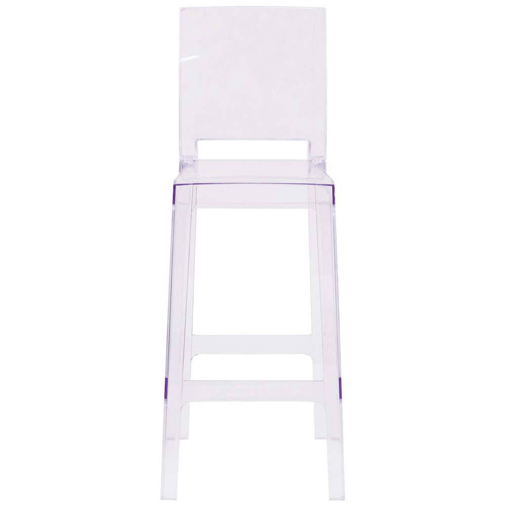 Ghost Barstool with Square Back in Transparent Crystal. Picture 4