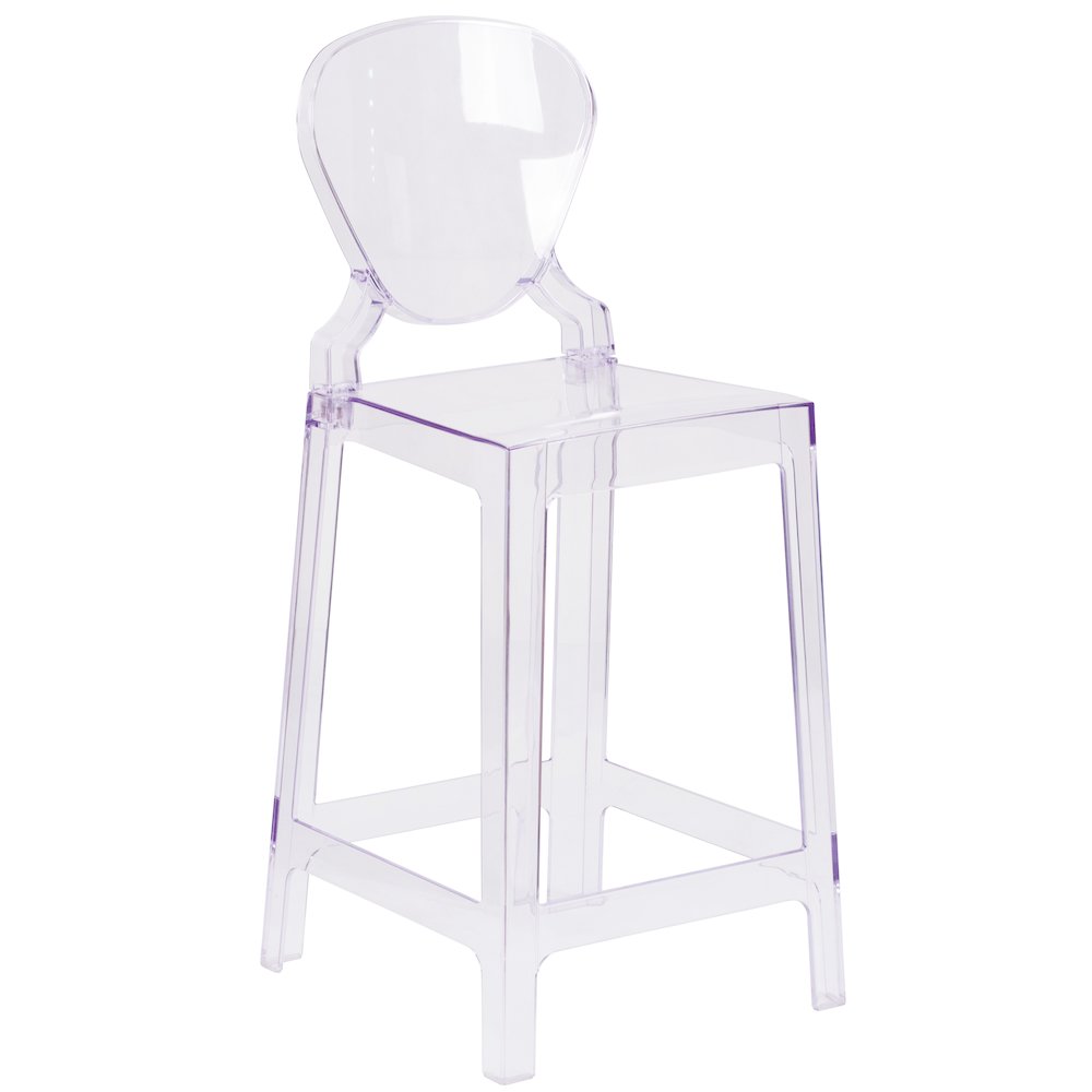 Ghost Counter Stool with Tear Back in Transparent Crystal. Picture 1