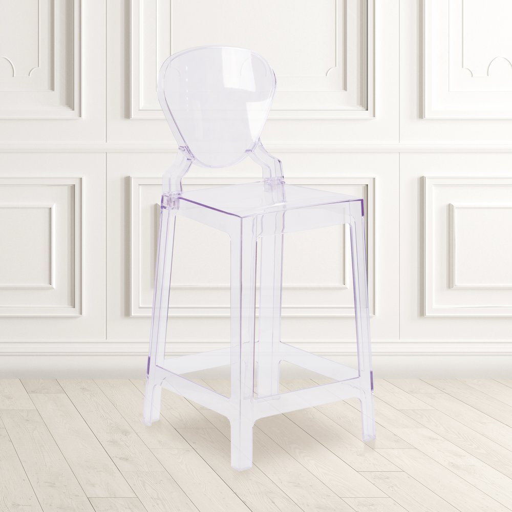 Ghost Counter Stool with Tear Back in Transparent Crystal. Picture 2