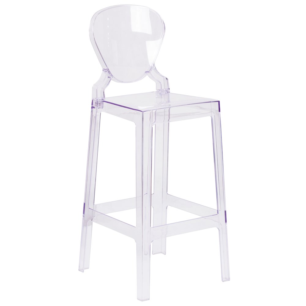 Ghost Barstool with Tear Back in Transparent Crystal. Picture 1
