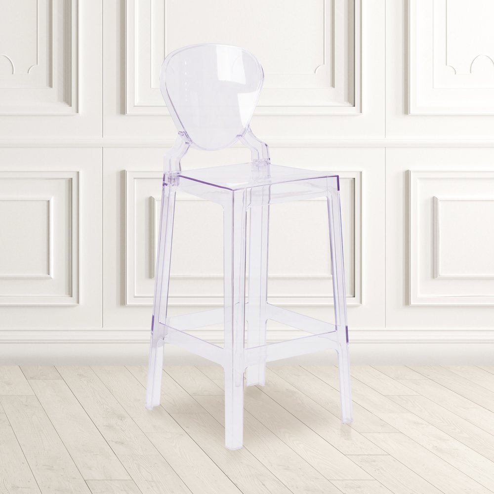 Ghost Barstool with Tear Back in Transparent Crystal. Picture 2