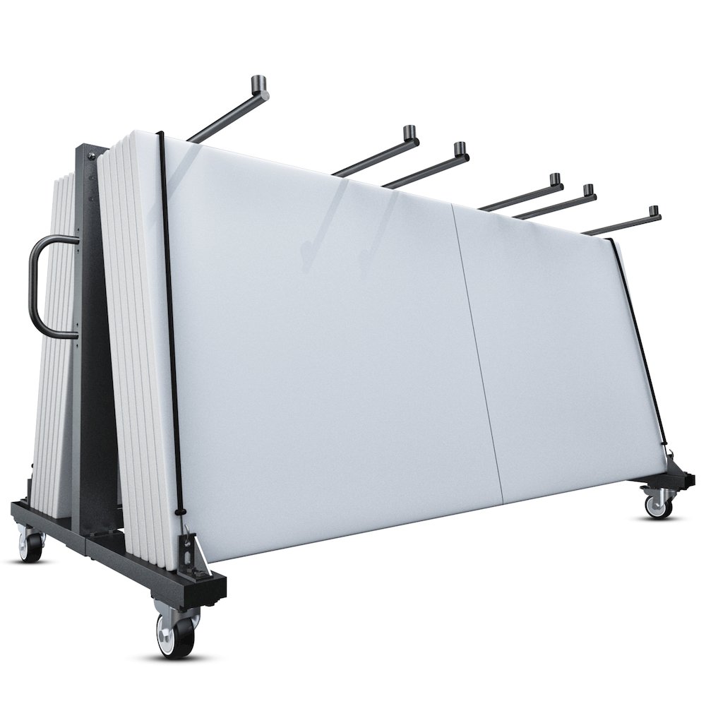 Hawkins Heavy Duty Folding Table and Chairs Mobile Cart-Locking Wheels, Black. Picture 12