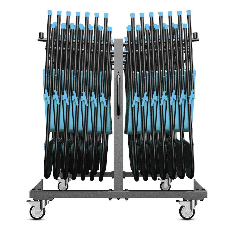 Hawkins Heavy Duty Folding Table and Chairs Mobile Cart-Locking Wheels, Black. Picture 10