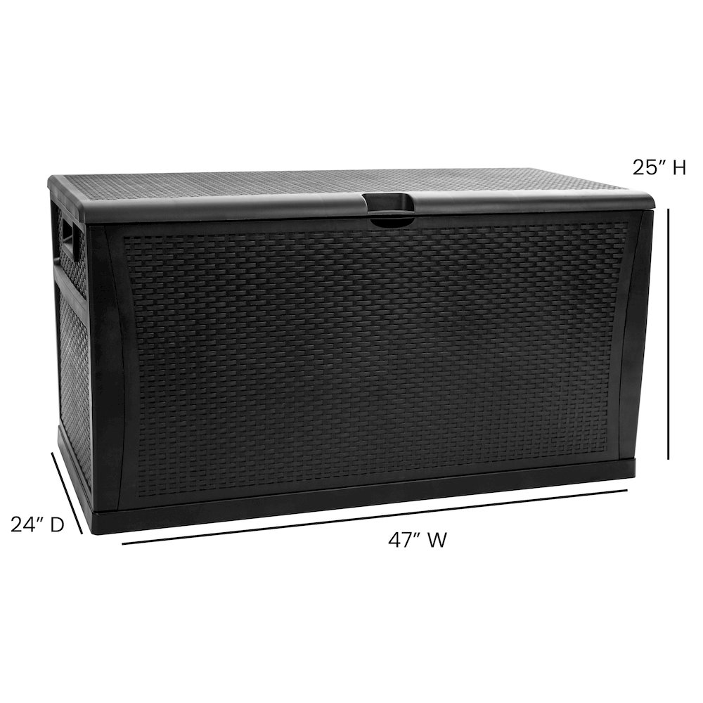 120 Gallon Plastic Deck Box - Waterproof Storage Box, Black. Picture 5