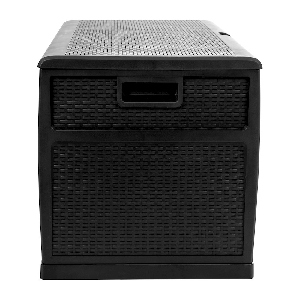 120 Gallon Plastic Deck Box - Waterproof Storage Box, Black. Picture 8