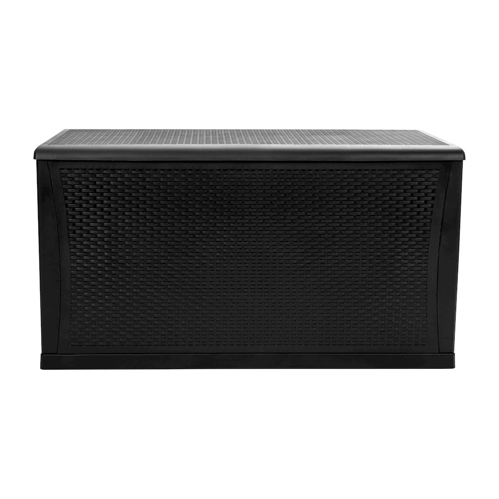 120 Gallon Plastic Deck Box - Waterproof Storage Box, Black. Picture 6