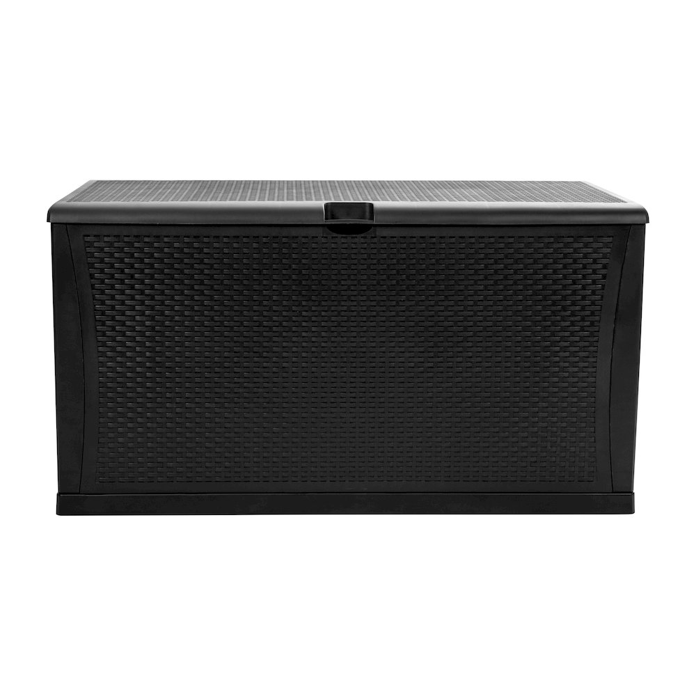 120 Gallon Plastic Deck Box - Waterproof Storage Box, Black. Picture 9