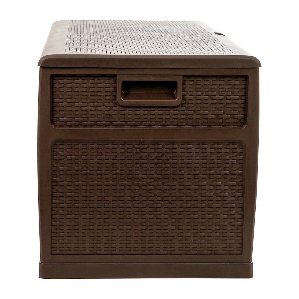 120 Gallon Plastic Deck Box - Waterproof Storage Box, Brown. Picture 8