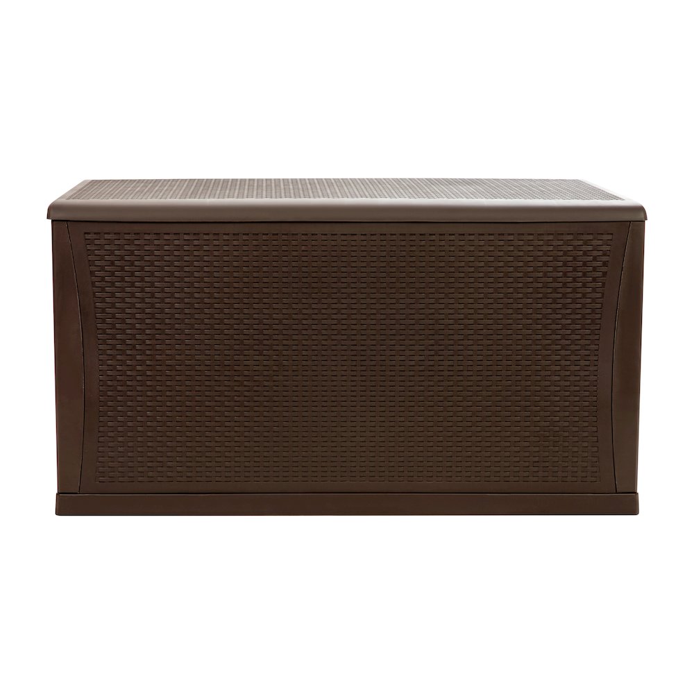 120 Gallon Plastic Deck Box - Waterproof Storage Box, Brown. Picture 6