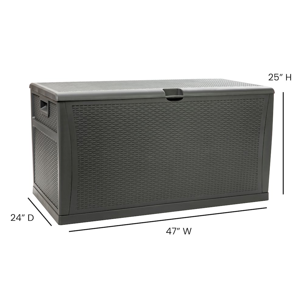 120 Gallon Plastic Deck Box - Waterproof Storage Box, Gray. Picture 5