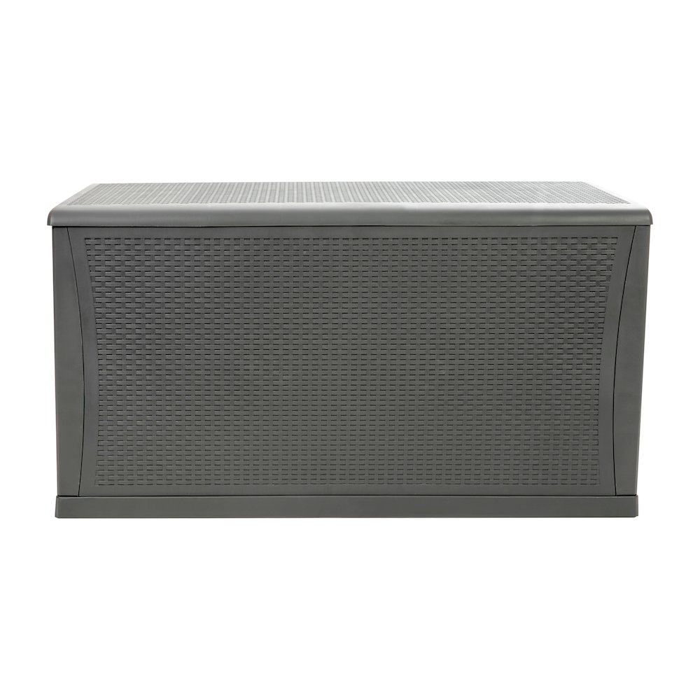 120 Gallon Plastic Deck Box - Waterproof Storage Box, Gray. Picture 6