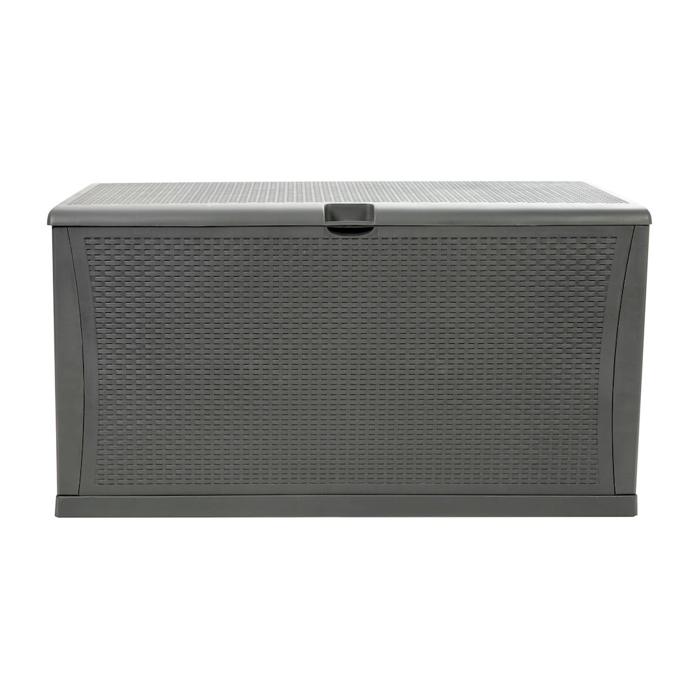 120 Gallon Plastic Deck Box - Waterproof Storage Box, Gray. Picture 9