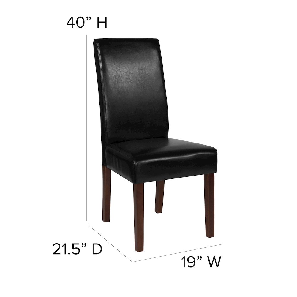 Black LeatherSoft Upholstered Panel Back Mid-Century Parsons Dining Chair. Picture 5