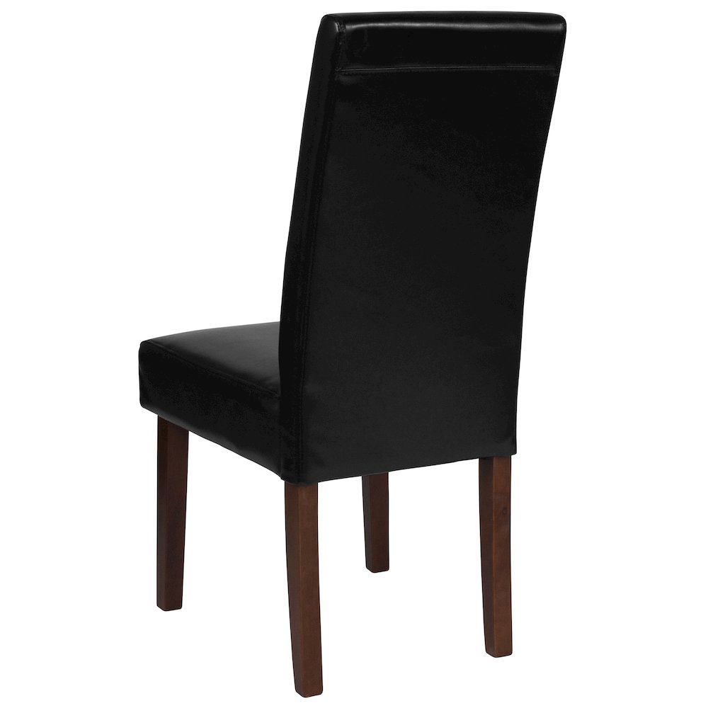 Black LeatherSoft Upholstered Panel Back Mid-Century Parsons Dining Chair. Picture 6