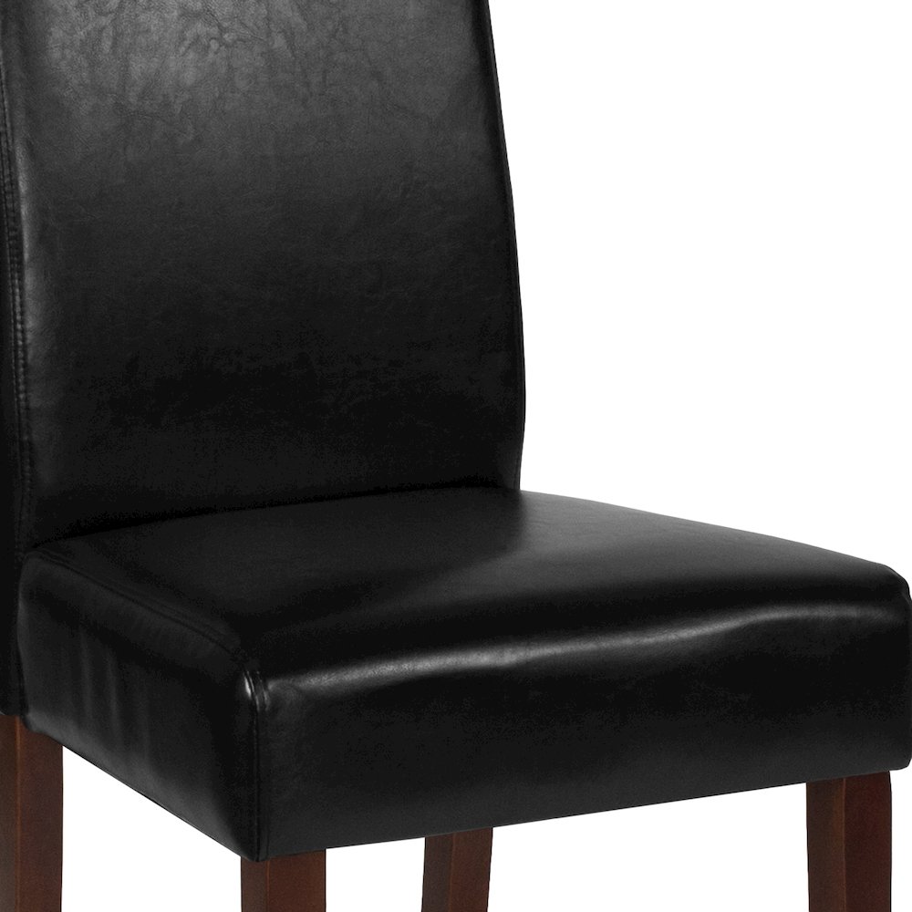 Black LeatherSoft Upholstered Panel Back Mid-Century Parsons Dining Chair. Picture 7