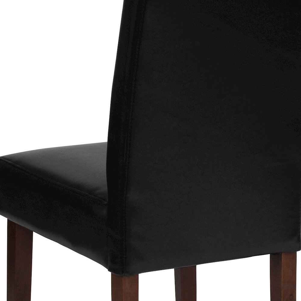 Black LeatherSoft Upholstered Panel Back Mid-Century Parsons Dining Chair. Picture 10