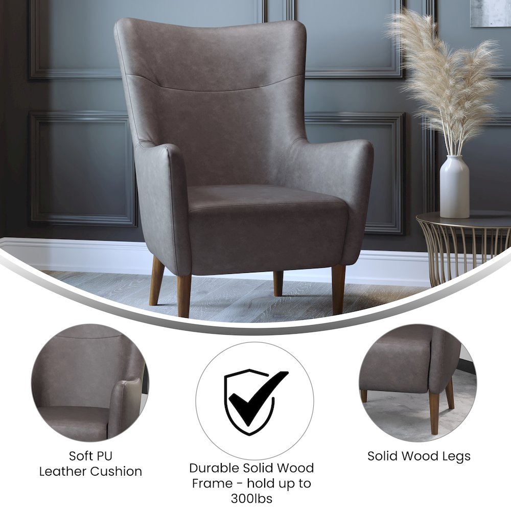 Modern Commercial Grade Wingback Accent Chair. Picture 7