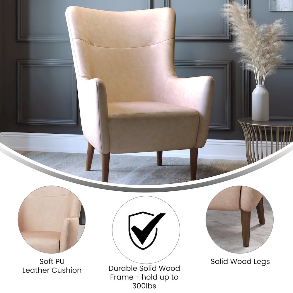 Modern Commercial Grade Wingback Accent Chair. Picture 4